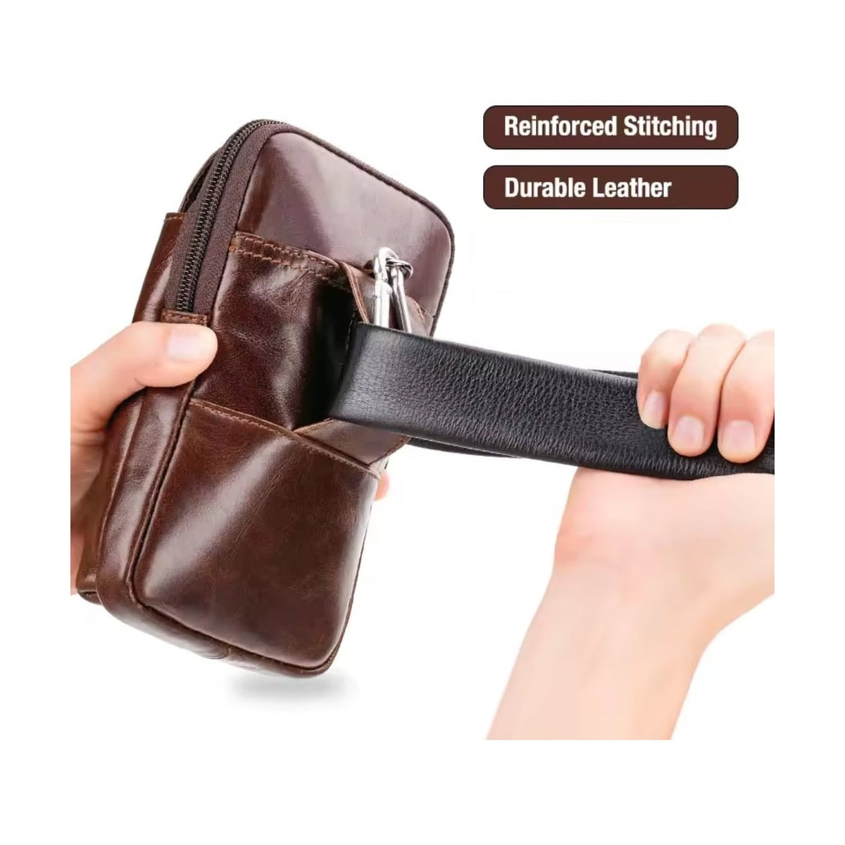 Premium Leather Belt Bag – Lightweight Waist Pack for Mobile Phone, Cards & Keys – Ideal for Hiking, Camping, Climbing & Cycling