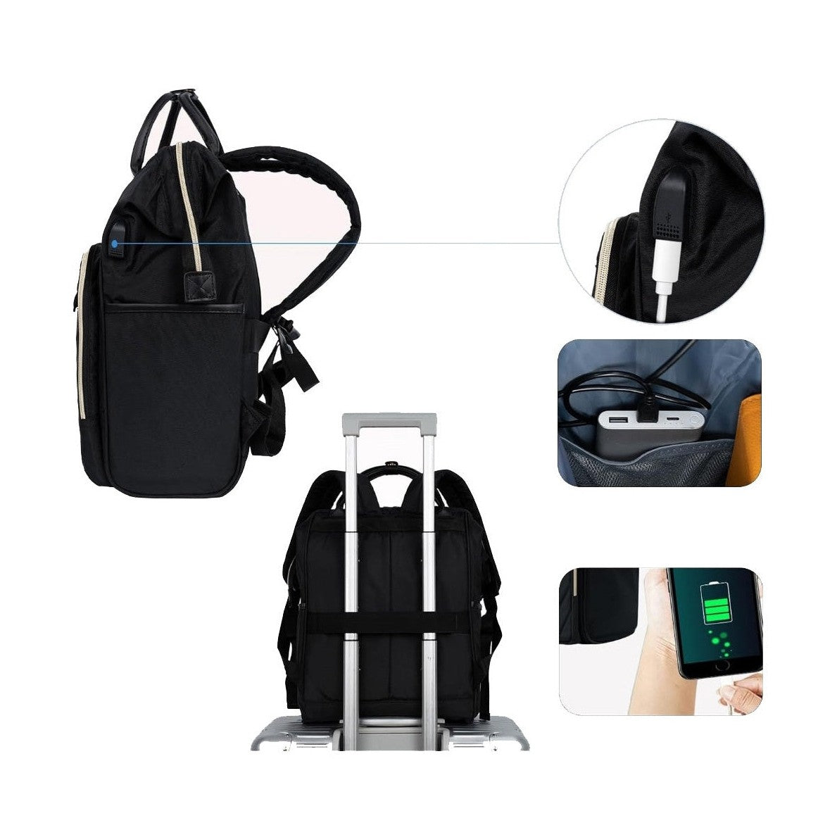 Laptop Backpack 17-Inch Durable Water-Resistant & RFID Safe, Lightweight with Stylish Gold Zippers