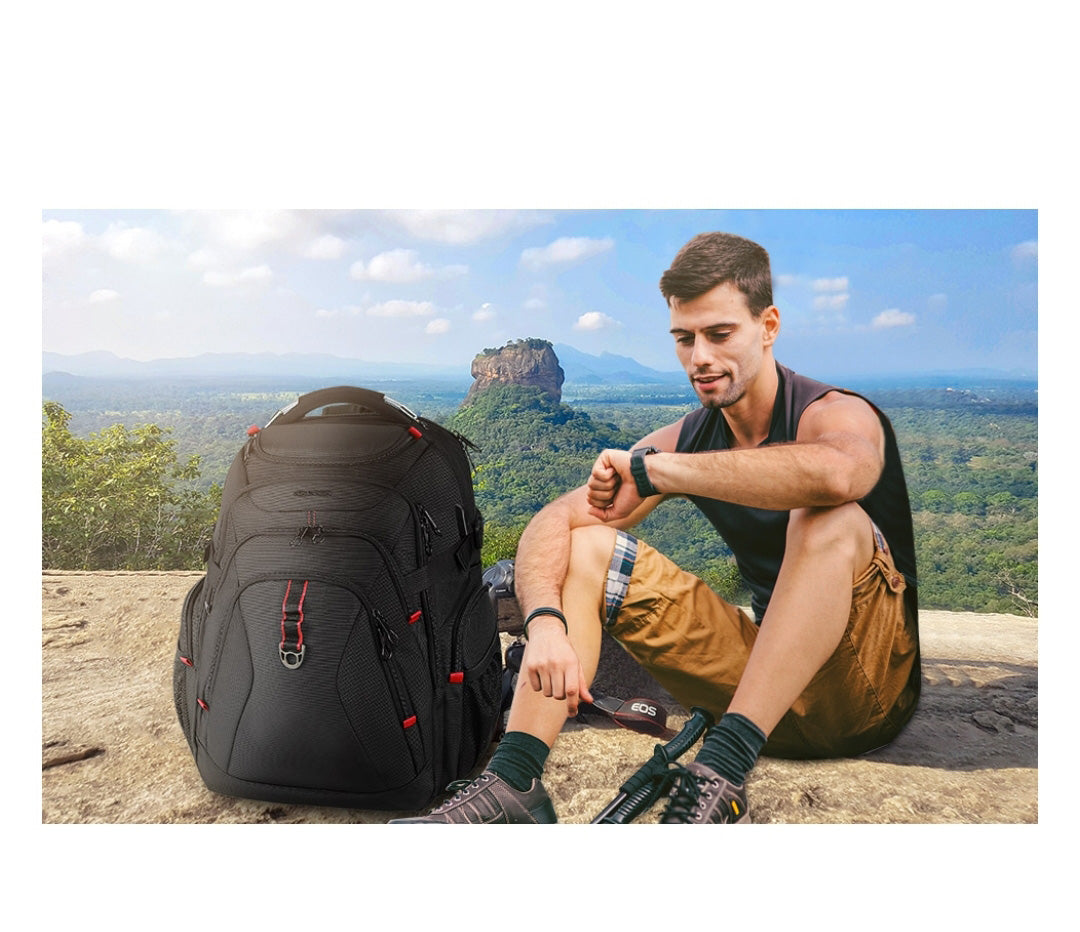 Kroser 50L Travel Laptop Backpack – TSA-Friendly, Water-Resistant, RFID Safe – USB Port - Zip Lock & 17 Inch Laptop Compartment – Black