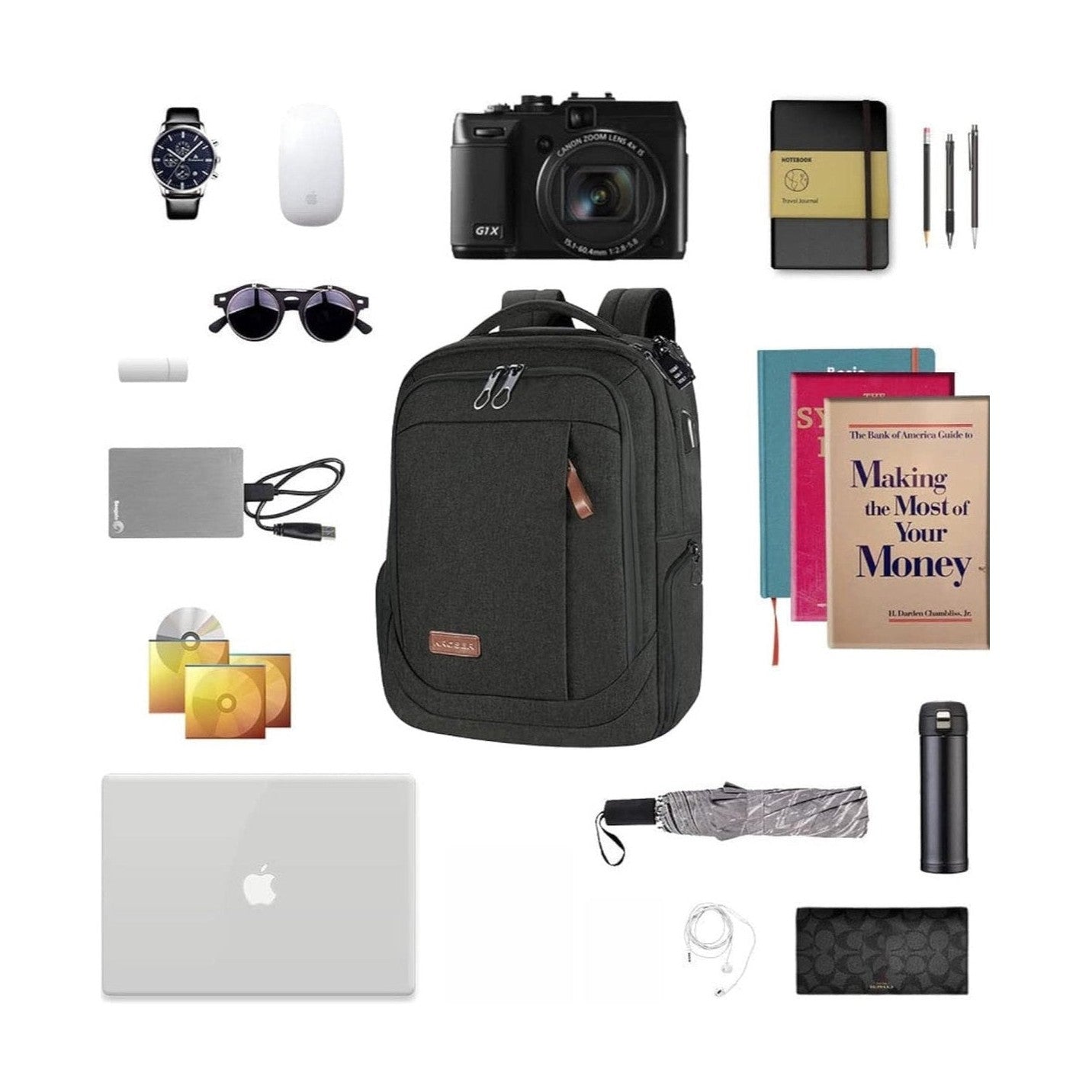 Laptop Backpack 17-Inch – Lightweight, Water-Resistant - USB Port & RFID Pockets – Unisex