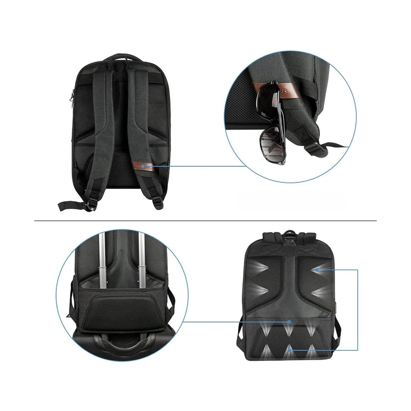 Laptop Backpack 17-Inch – Lightweight, Water-Resistant - USB Port & RFID Pockets – Unisex