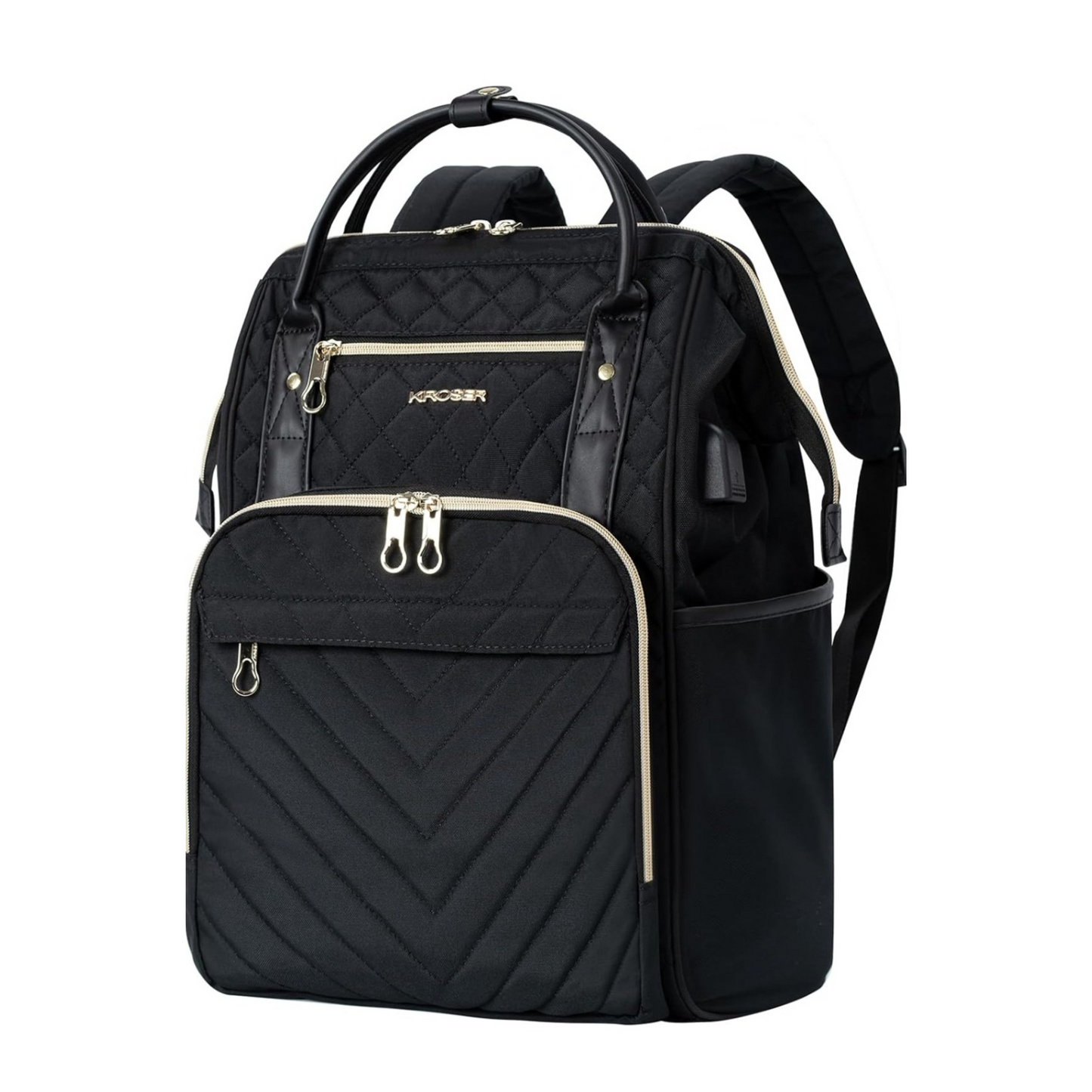 Kroser 17-Inch Laptop Backpack Durable Water-Resistant & RFID Safe, Lightweight with Stylish Gold Zippers
