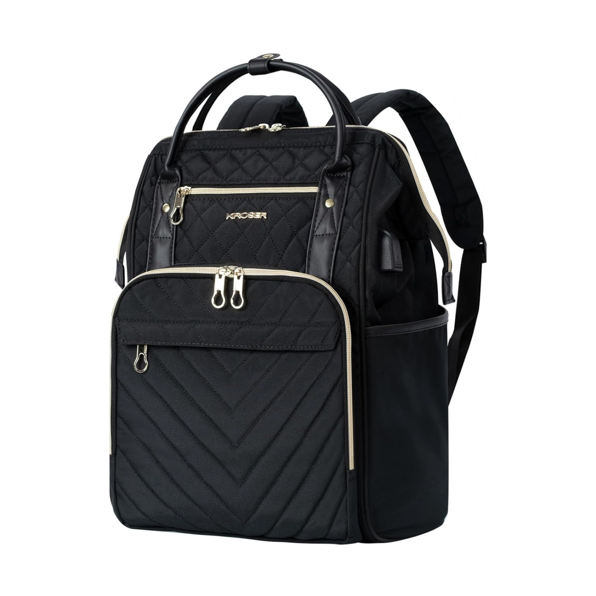 Laptop Backpack 17-Inch Durable Water-Resistant & RFID Safe, Lightweight with Stylish Gold Zippers