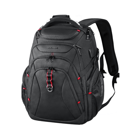 Laptop Backpack 50L – TSA-Friendly, Water-Resistant, RFID Safe – USB Port - Zip Lock & 17 Inch Laptop Compartment – Black