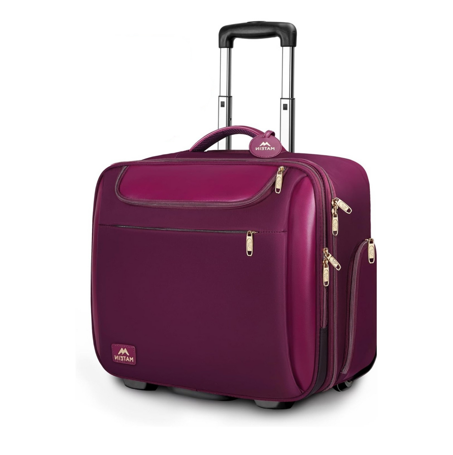 Matein 17-Inch Laptop Trolley for Women Water-Resistant, Anti-Theft & Spacious with Rubber Wheels Includes 3-Piece Storage Set – Purple