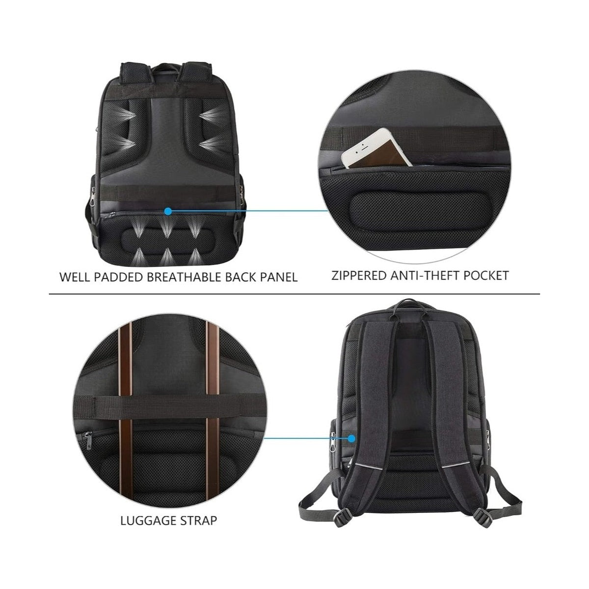Travel Laptop Bag 17-Inch – Lightweight, Water-Resistant Multiple Compartments USB Port & Earphone Hole