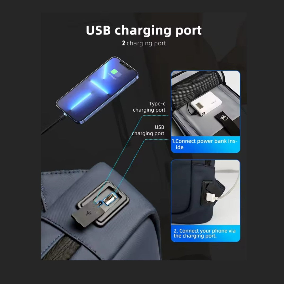 Slim Laptop Backpack 15 Inch – USB Type-C Ports, Water-Resistant, Sleek Lightweight Design