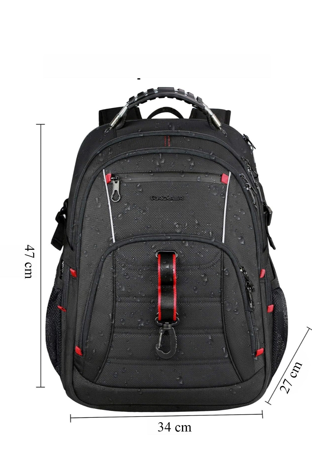 Kroser 48L Travel Laptop Backpack TSA-Friendly - Water Resistant & Anti Theft – Zip Lock - Fits 17 inch Laptops - Black