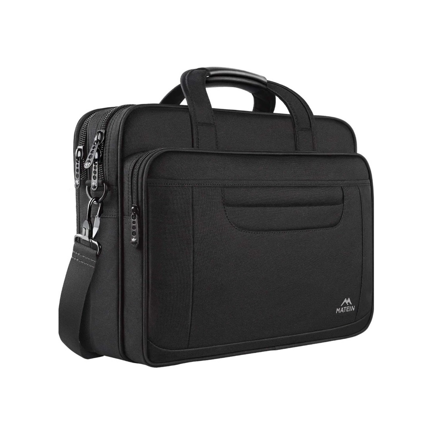 Matein 17-Inch Laptop Briefcase – Water-Resistant, Anti-Theft, and Foam-Protected – Spacious Nylon Shoulder Bag – Black