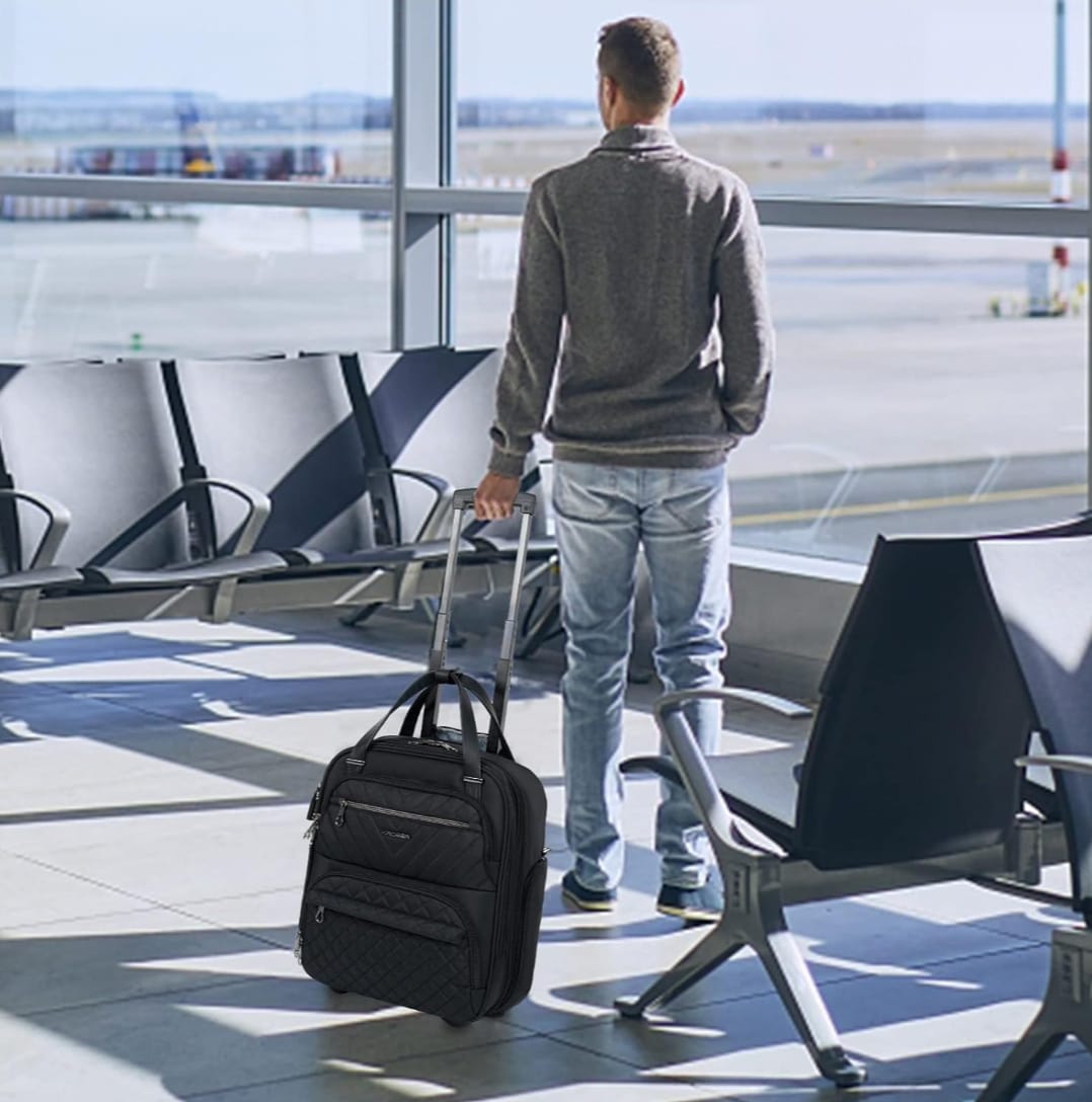 KROSER Business Hand Luggage Trolley 40cm – Lightweight, Water-Resistant Carry-On - 15.6" Laptop Compartment