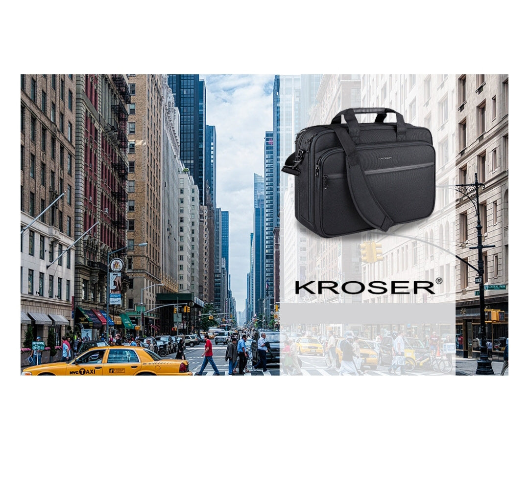 Kroser Business Laptop Briefcase - 17 Inch - Water-Resistant - Expandable & RFID Protected - Lightweight Shoulder Briefcase for Men & Women