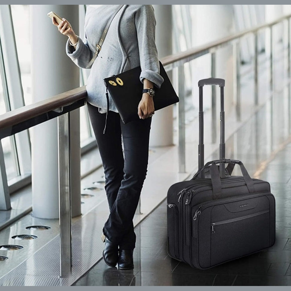 Business 17-Inch Laptop Trolley Lightweight Travel Case with RFID Blocking - Anti Theft Features