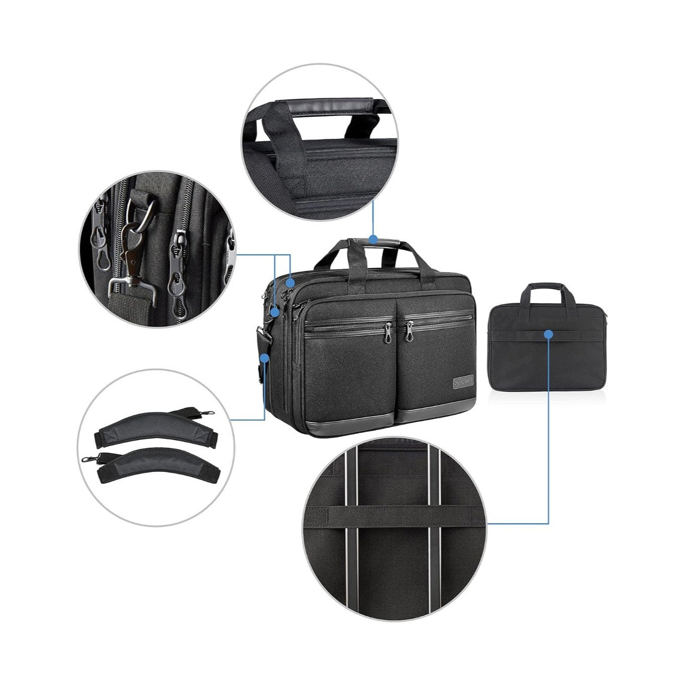 Business Laptop Briefcase - 17-Inch - Shoulder Bag, Expandable, Water-Resistant & RFID Blocking