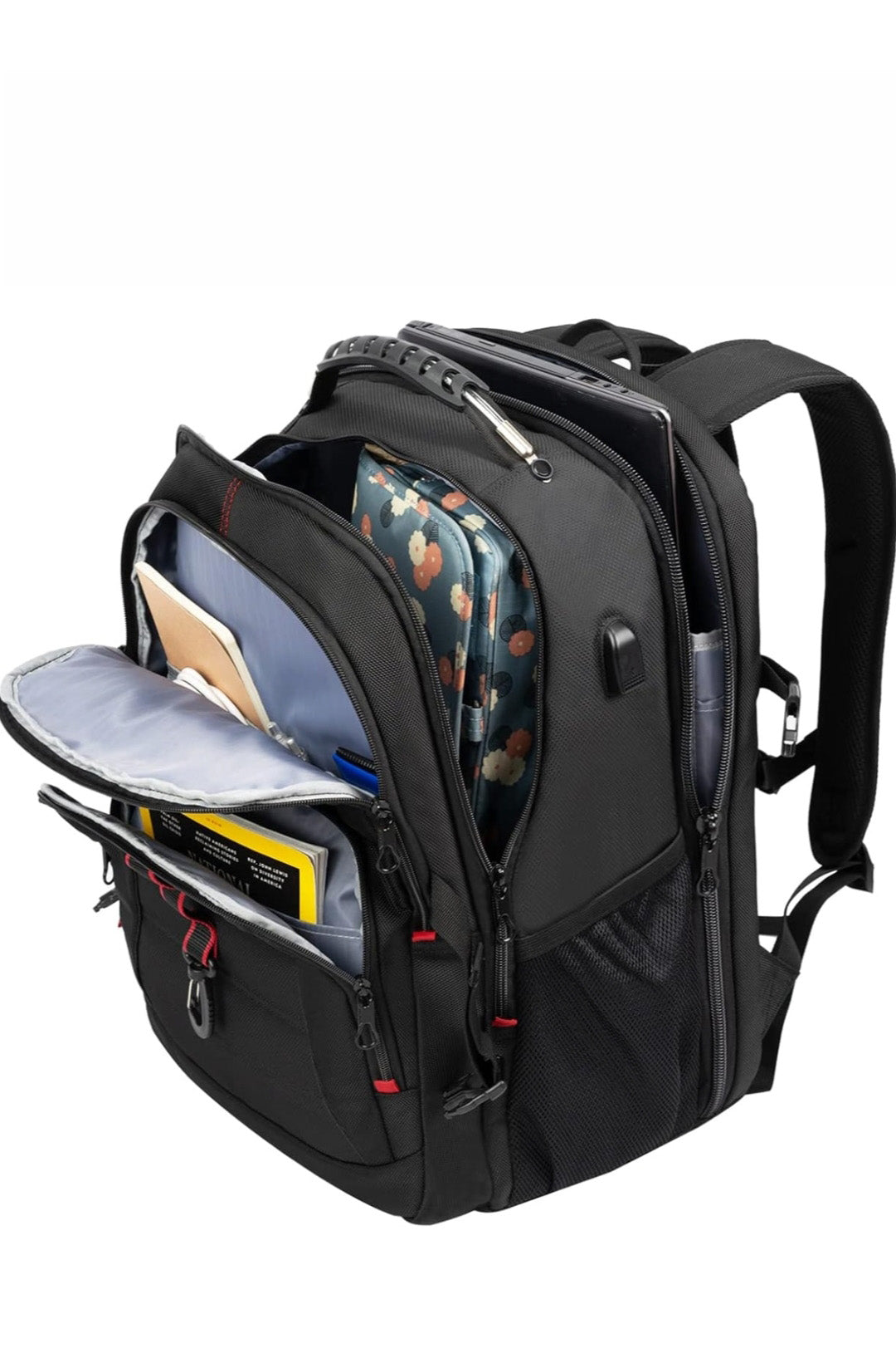 Kroser 48L Travel Laptop Backpack TSA-Friendly - Water Resistant & Anti Theft – Zip Lock - Fits 17 inch Laptops - Black