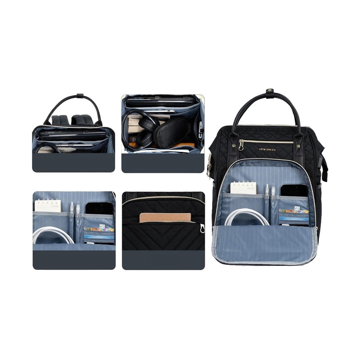 Laptop Backpack 17-Inch Durable Water-Resistant & RFID Safe, Lightweight with Stylish Gold Zippers
