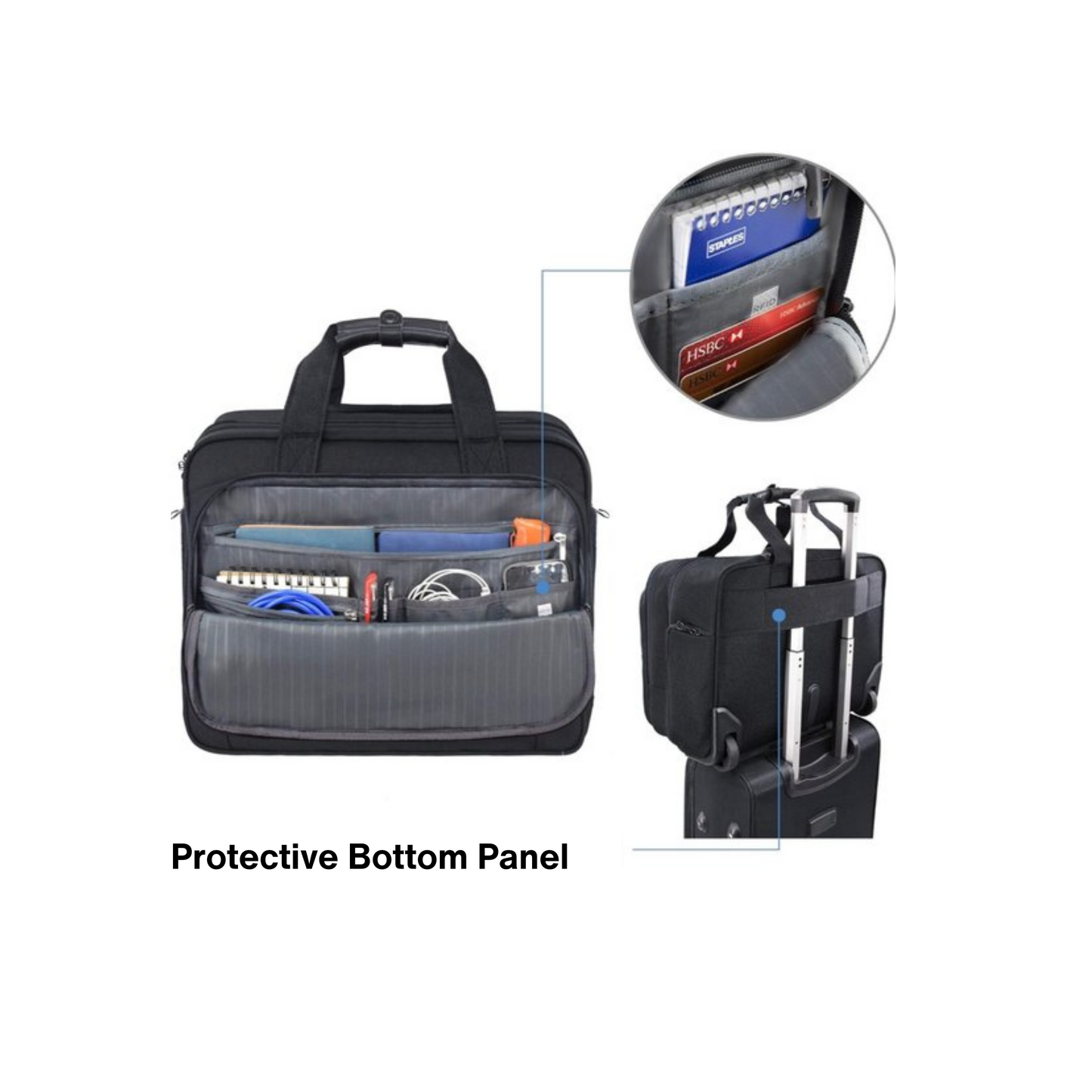 Kroser 17-Inch Laptop Trolley Lightweight Business Travel Case with RFID Blocking - Anti Theft Features & Water-Repellent Design - Black