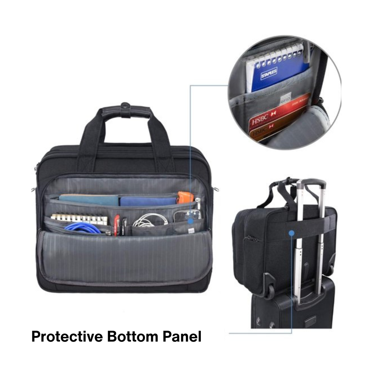Business 17-Inch Laptop Trolley Lightweight Travel Case with RFID Blocking - Anti Theft Features
