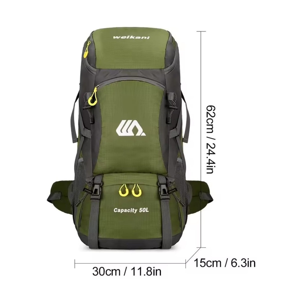Travel Backpack 50L – Waterproof with Side Pockets, Walking Stick Straps & Multiple Compartments for Hiking & Outdoor Adventures