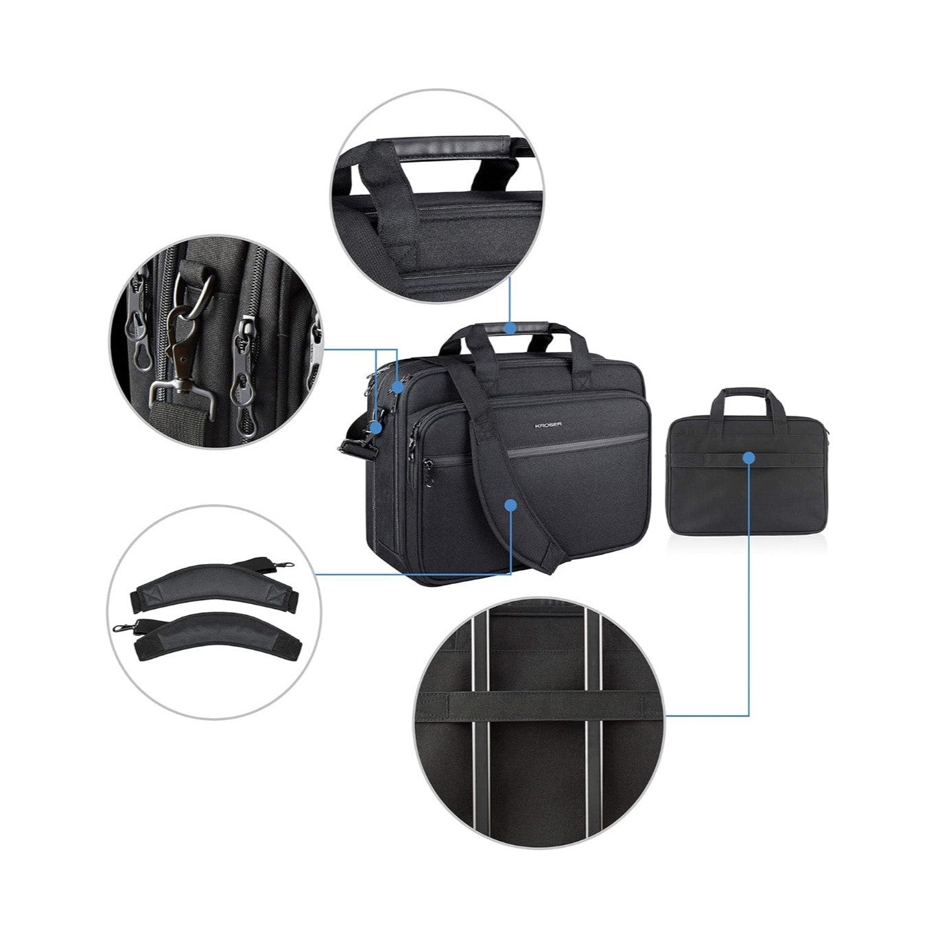 Business Laptop Briefcase - 17 Inch - Water-Resistant - Expandable & RFID Protected