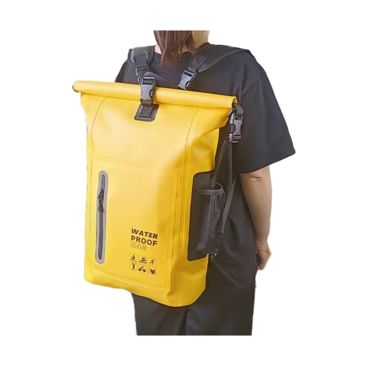 Fully Waterproof Rolltop Backpack with Front & Side Pockets – Boating, Kayaking & Cycling