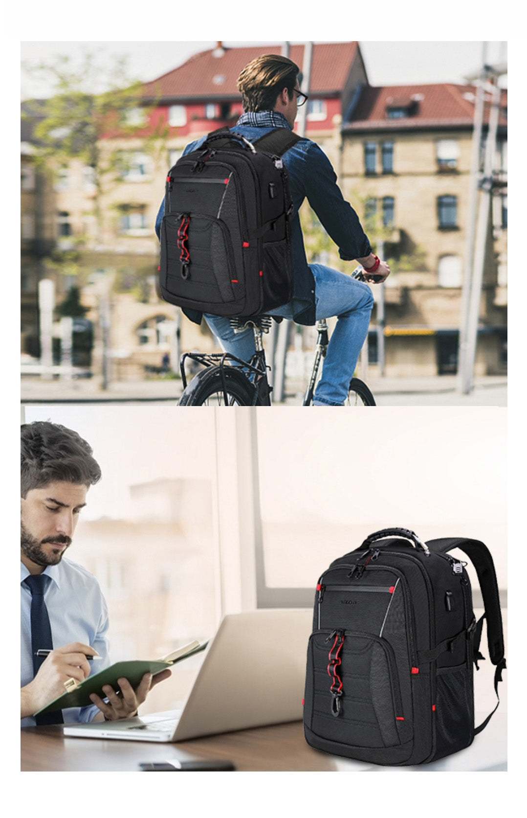 Kroser 48L Travel Laptop Backpack TSA-Friendly - Water Resistant & Anti Theft – Zip Lock - Fits 17 inch Laptops - Black