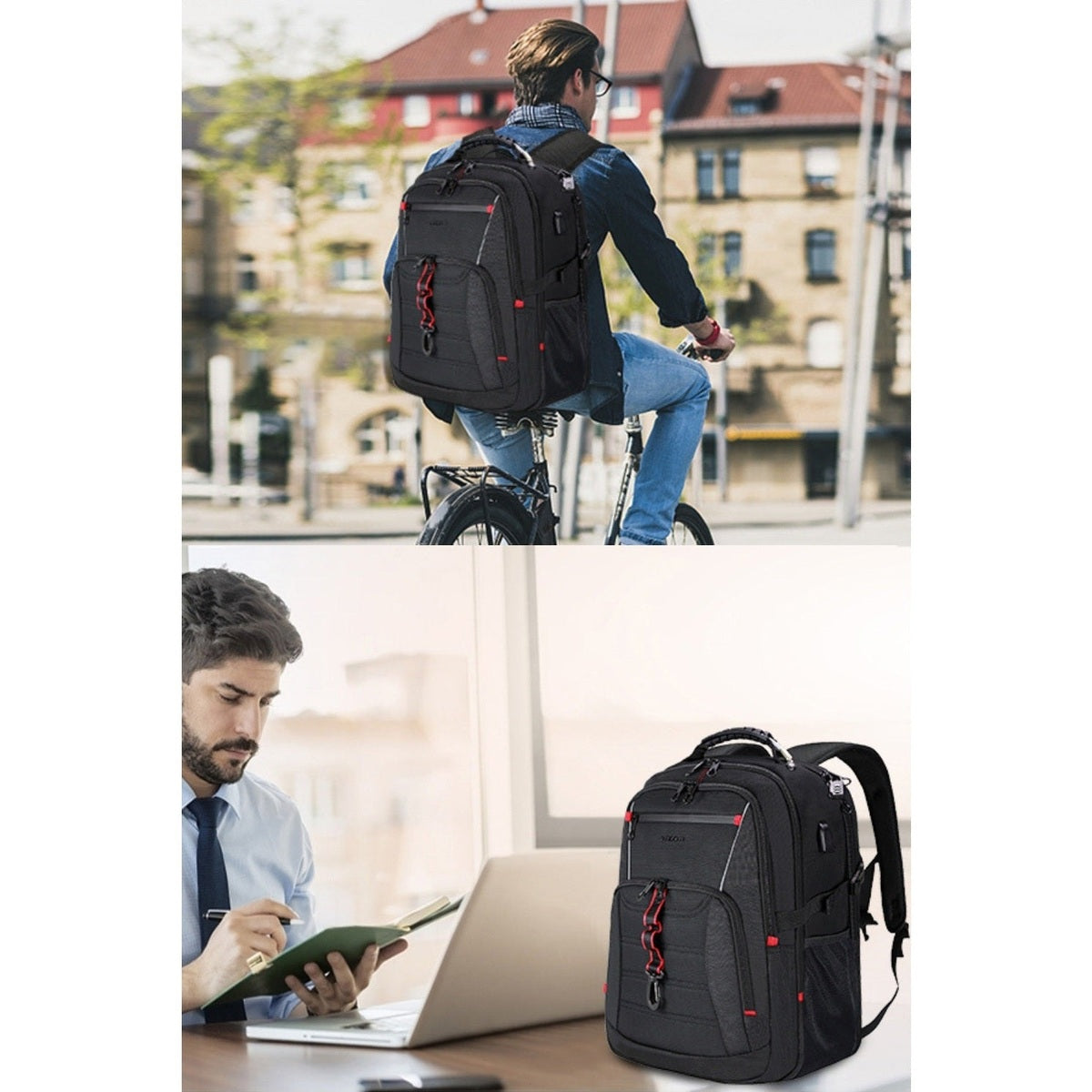 Travel Laptop Backpack 48L TSA-Friendly - Water Resistant & Anti Theft – Zip Lock - Fits 17 inch Laptops - Black