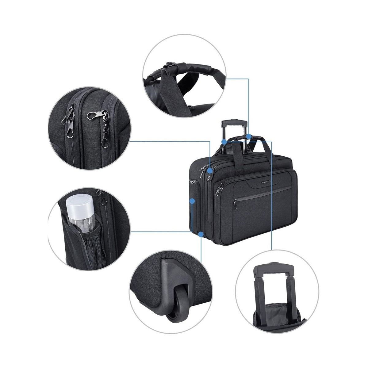 Business 17-Inch Laptop Trolley Lightweight Travel Case with RFID Blocking - Anti Theft Features