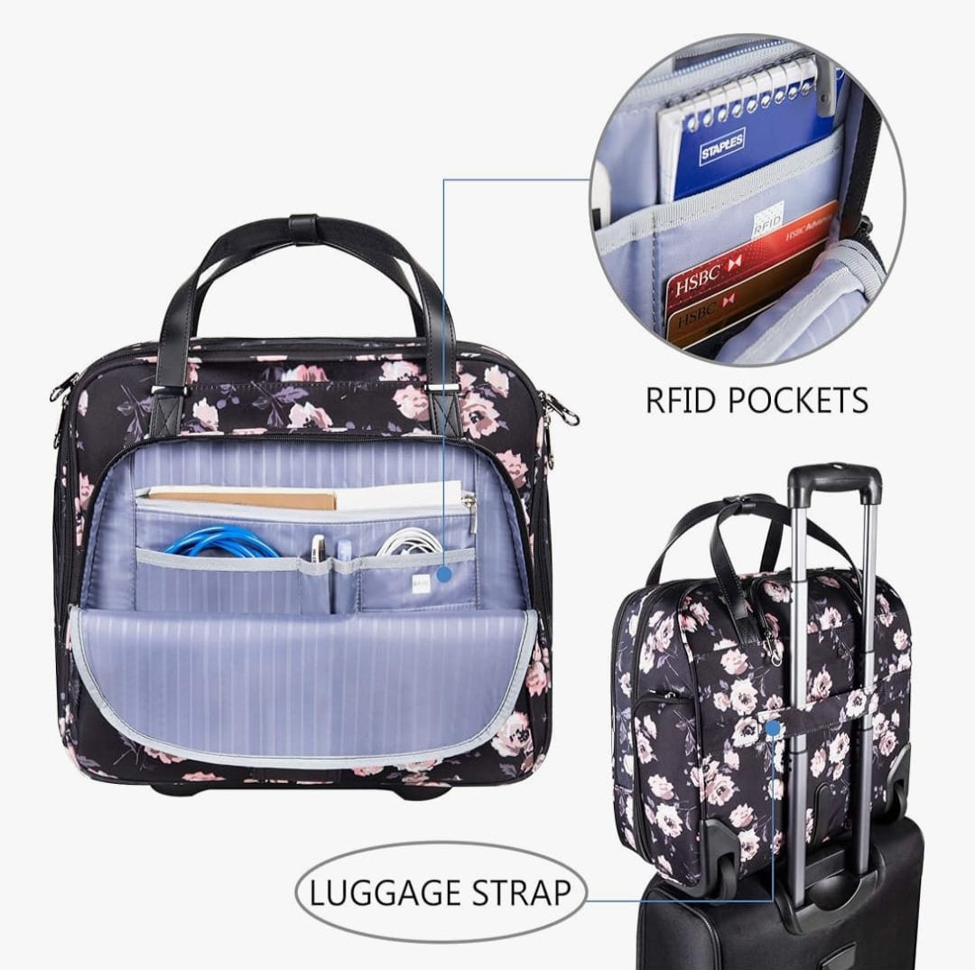 KROSER Business Trolley – Water-Resistant 15" Laptop Bag with RFID Blocking, Multiple Pockets & Unique, Easy-Travel Design