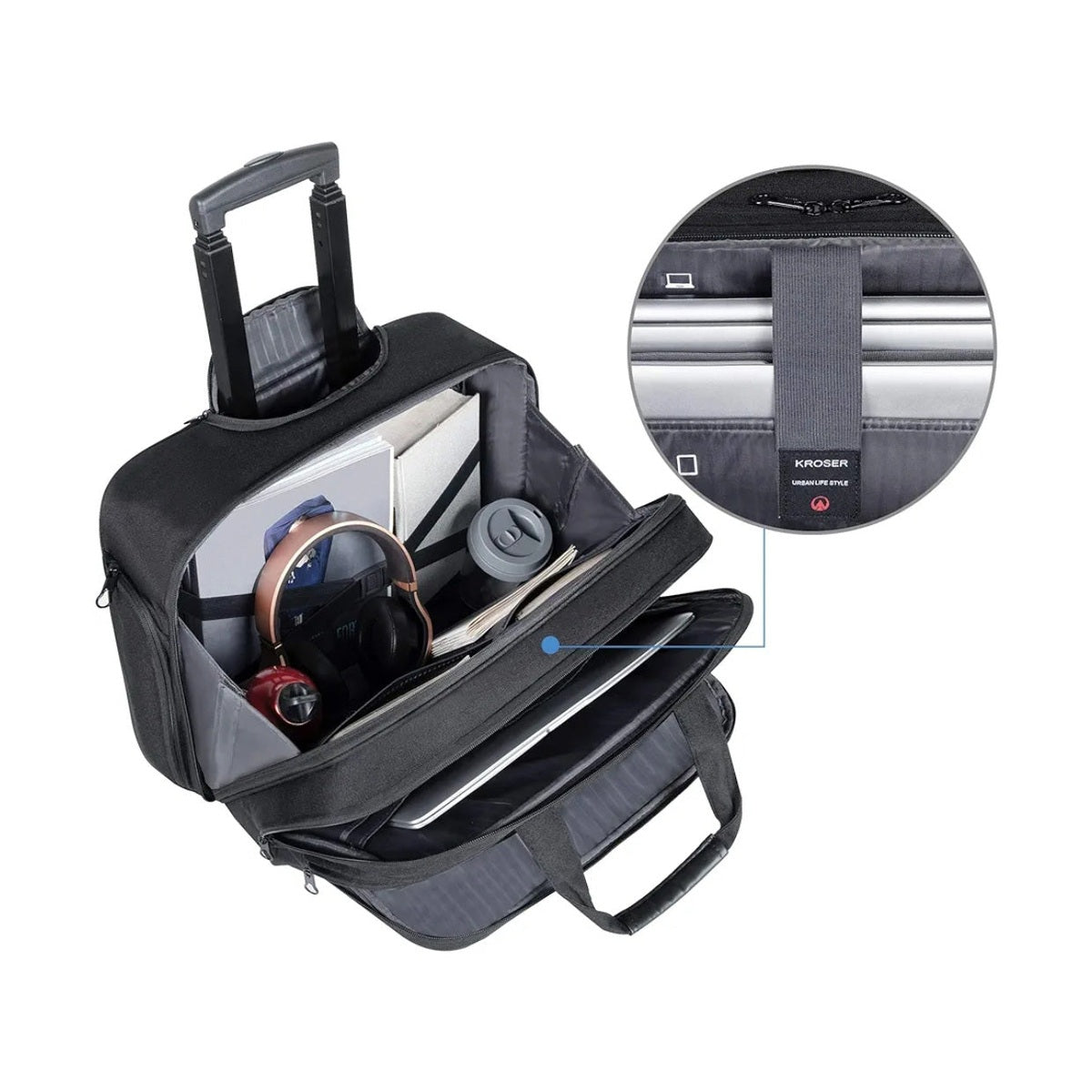 Business 17-Inch Laptop Trolley Lightweight Travel Case with RFID Blocking - Anti Theft Features