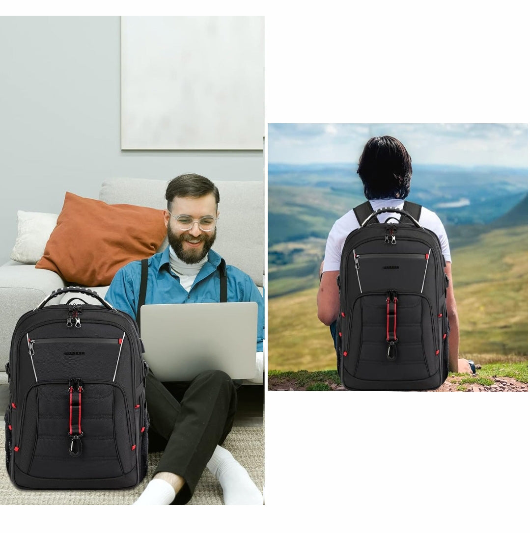 Kroser 48L Travel Laptop Backpack TSA-Friendly - Water Resistant & Anti Theft – Zip Lock - Fits 17 inch Laptops - Black