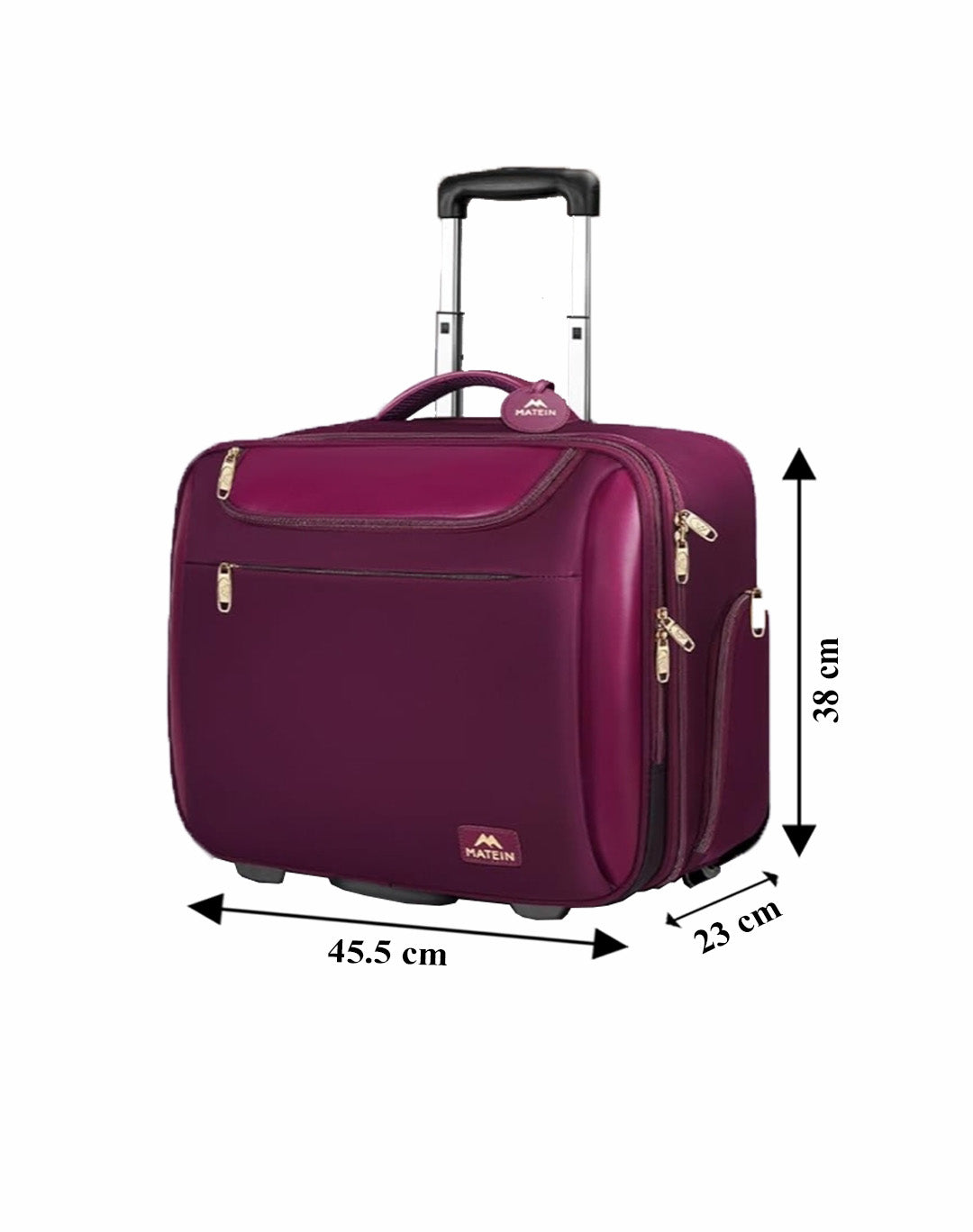 Matein 17-Inch Laptop Trolley for Women Water-Resistant, Anti-Theft & Spacious with Rubber Wheels Includes 3-Piece Storage Set – Purple