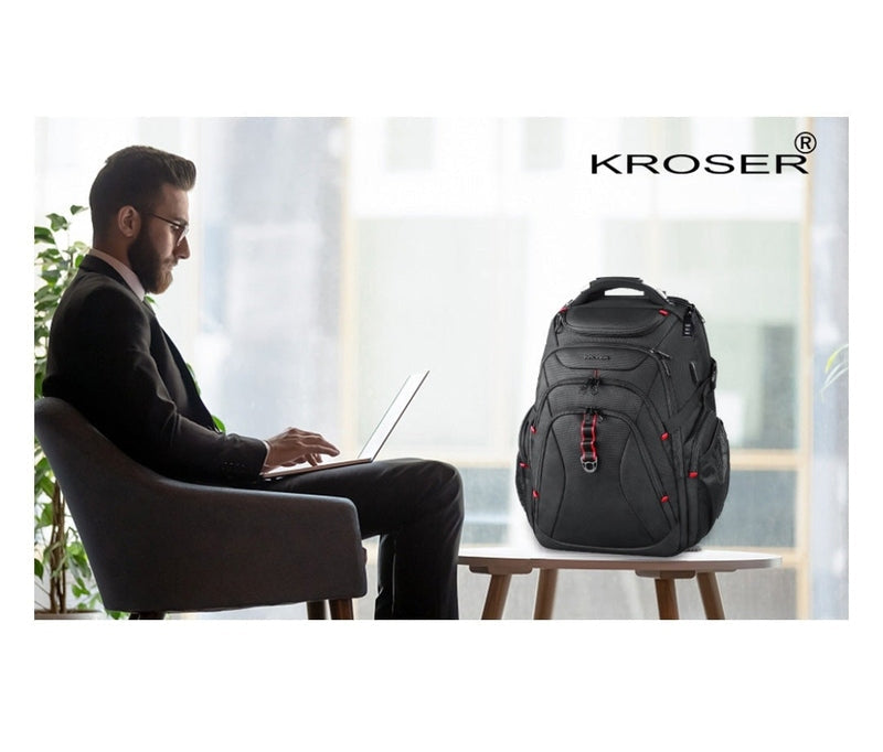 Laptop Backpack 50L – TSA-Friendly, Water-Resistant, RFID Safe – USB Port - Zip Lock & 17 Inch Laptop Compartment – Black