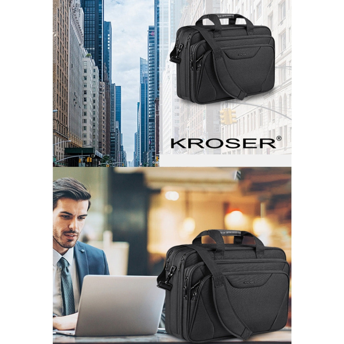Business Laptop Briefcase Water Resistant 17 Inch RFID Safe Lightweight & Expandable