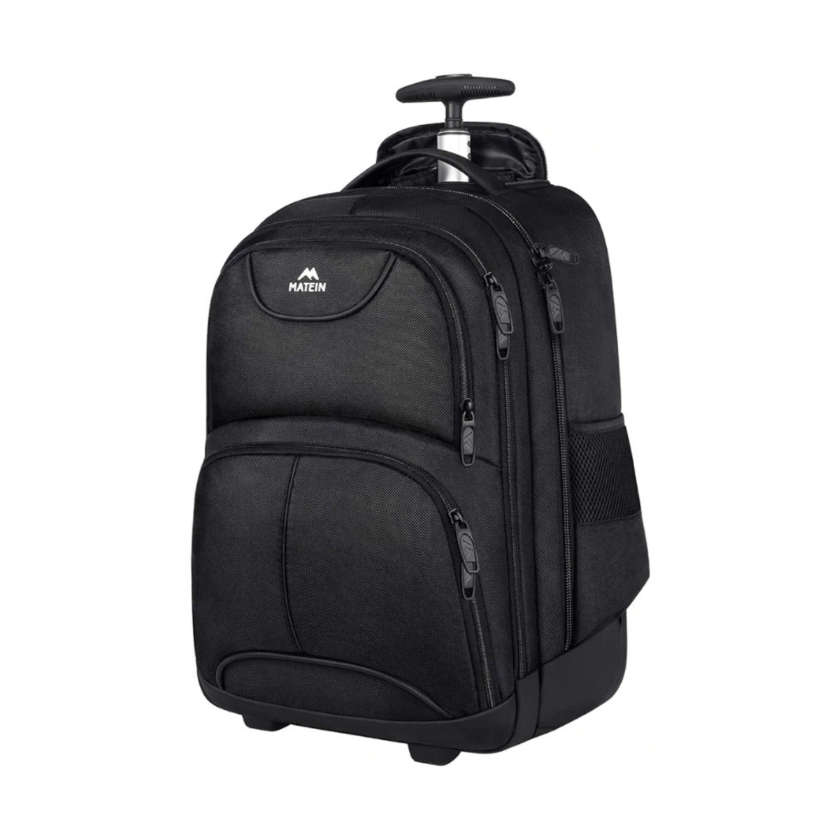 Trolley Backpack 38L Water-Resistant, RFID Safe & Anti-Theft Hybrid Travel Bag with Rubber Wheels, Black