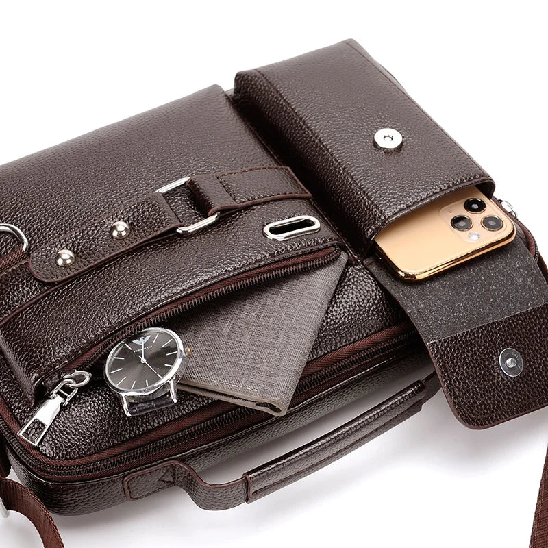 Men’s Business Shoulder Bag – Crossbody Travel Messenger Bag with Multiple Pockets