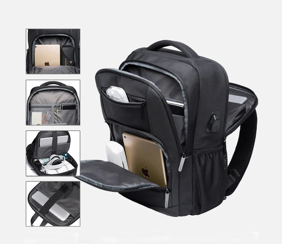 Laptop Backpack – 17 Inch Water-Resistant - USB Port - Anti Theft Durable & Compact Design