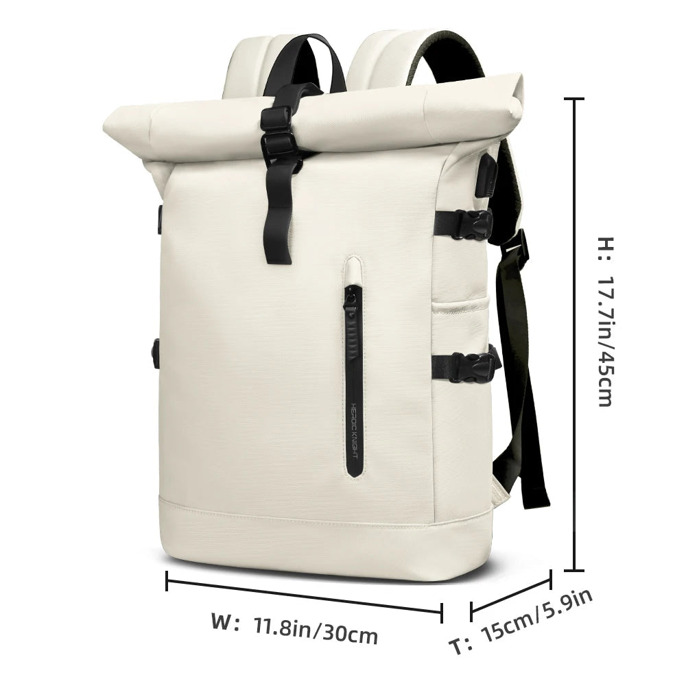 Rolltop Backpack with 15.6" Laptop Compartment – Ultralight, Water-Resistant & USB Port – Ideal for Hiking, Cycling & Everyday Use