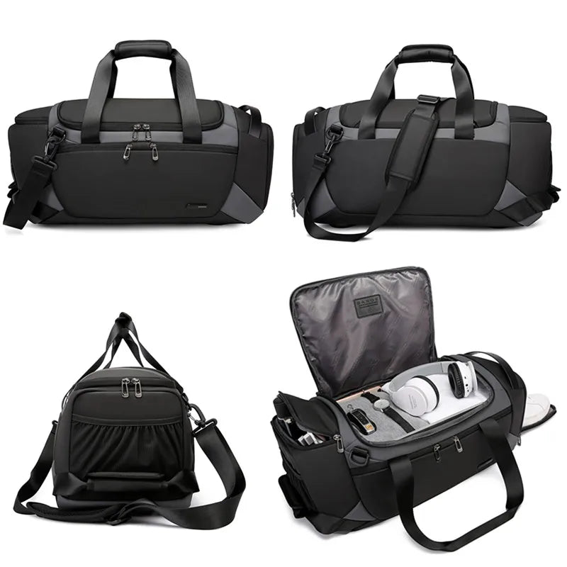 Men’s Sports Duffel Bag – Water-Resistant Gym Bag with Dry/Wet Separation & Extra Side Shoe Compartment – Ideal for Travel & Fitness