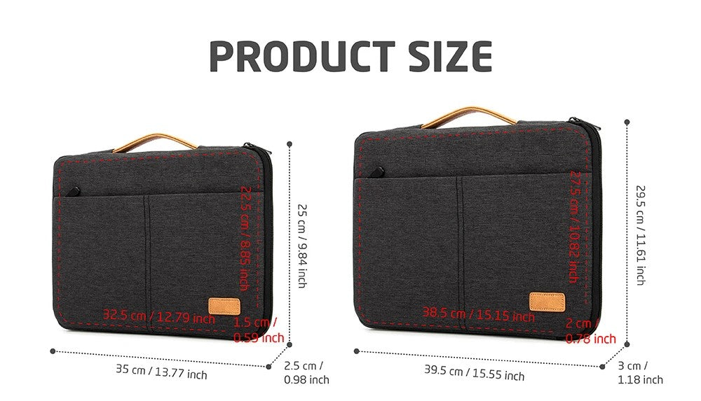 Classic Water-Resistant Laptop Sleeve with Extra Pockets – Slim & Protective Design