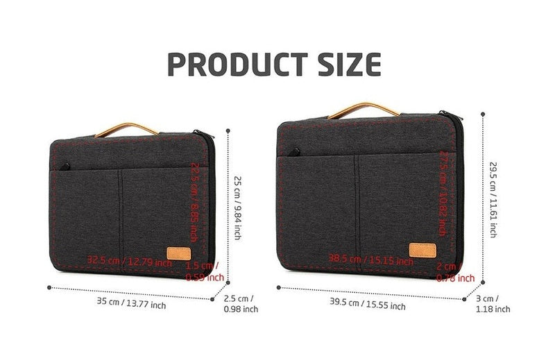 Classic Water-Resistant Laptop Sleeve with Extra Pockets – Slim & Protective Design