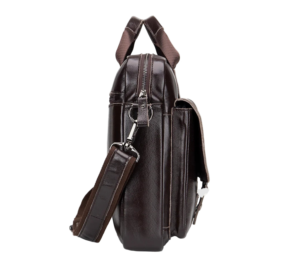 Executive Leather Men’s Briefcase – Elegant, Spacious Shoulder Bag with Organized Pockets for Daily Use