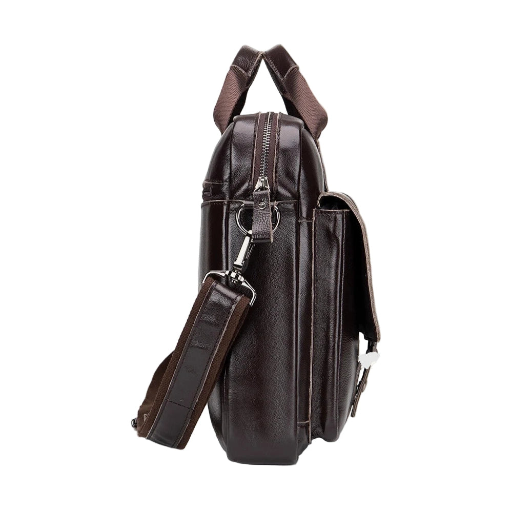 Executive Leather Men’s Briefcase – Elegant, Spacious Shoulder Bag with Organized Pockets for Daily Use