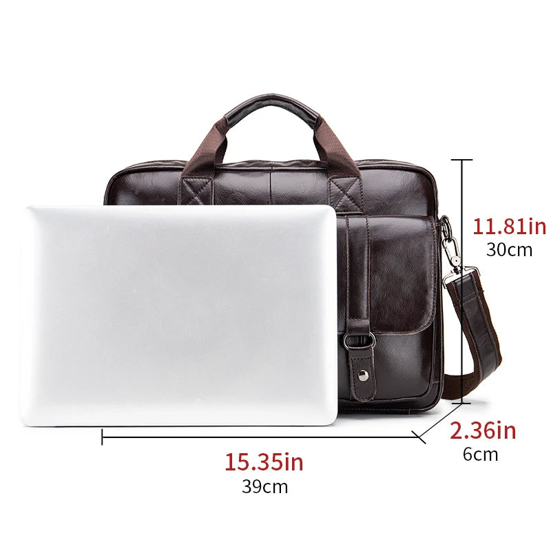 Executive Leather Men’s Briefcase – Elegant, Spacious Shoulder Bag with Organized Pockets for Daily Use