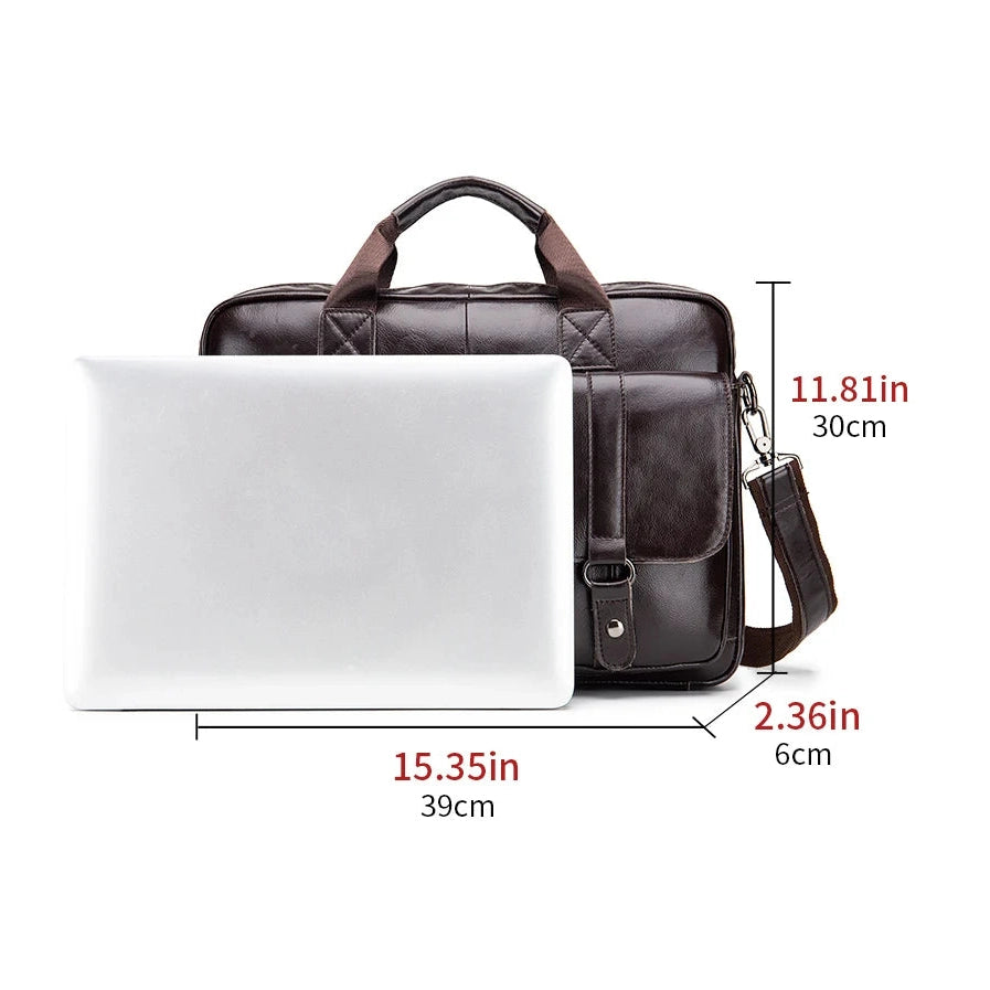 Executive Leather Men’s Briefcase – Elegant, Spacious Shoulder Bag with Organized Pockets for Daily Use