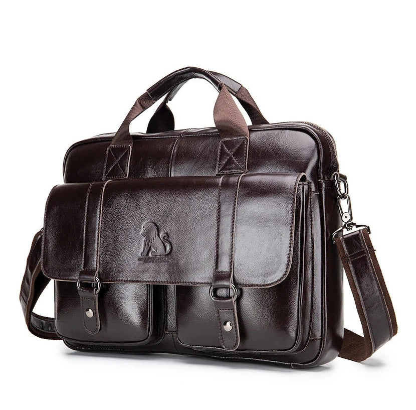 Executive Leather Men’s Briefcase – Elegant, Spacious Shoulder Bag with Organized Pockets for Daily Use