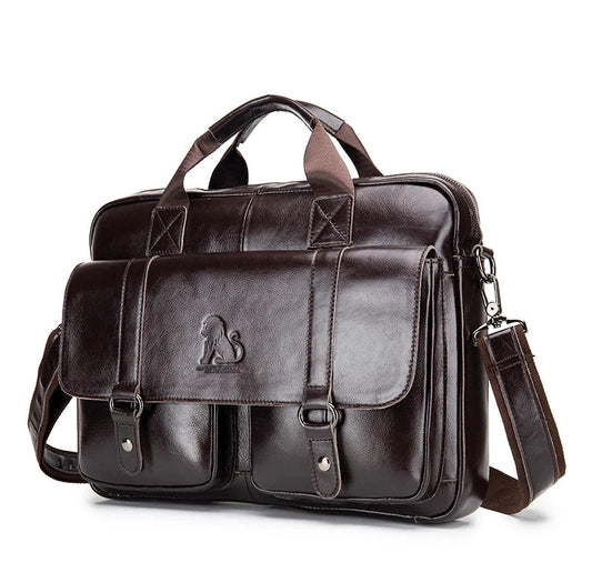 Executive Leather Men’s Briefcase – Elegant, Spacious Shoulder Bag with Organized Pockets for Daily Use
