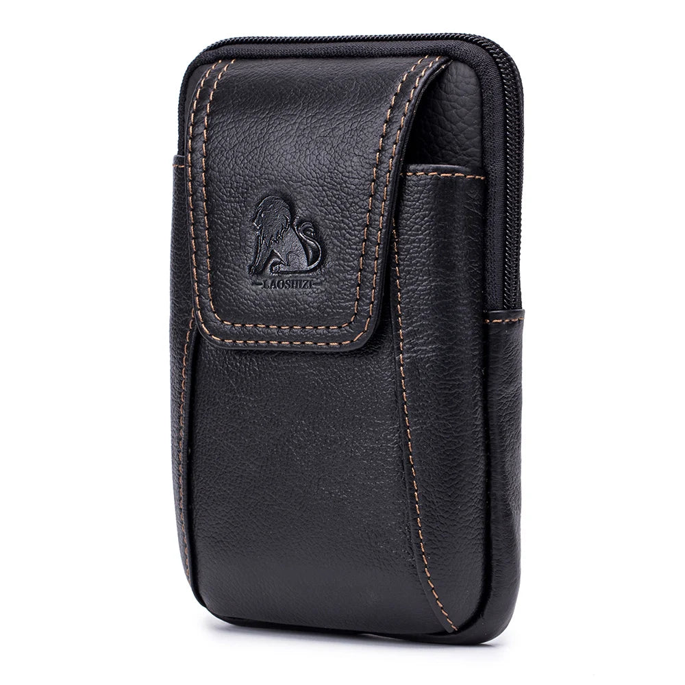 Premium Leather Belt Bag – Lightweight Waist Pack for Mobile Phone, Cards & Keys – Ideal for Hiking, Camping, Climbing & Cycling