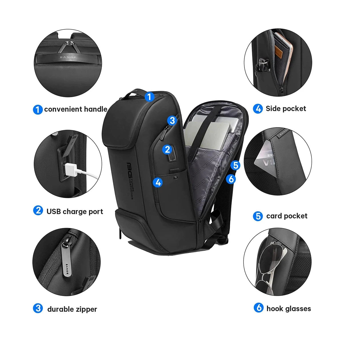 Travel Backpack 19 Inch – USB Port Water Resistant - Sleek Design with Multiple Pockets for Organized Travel
