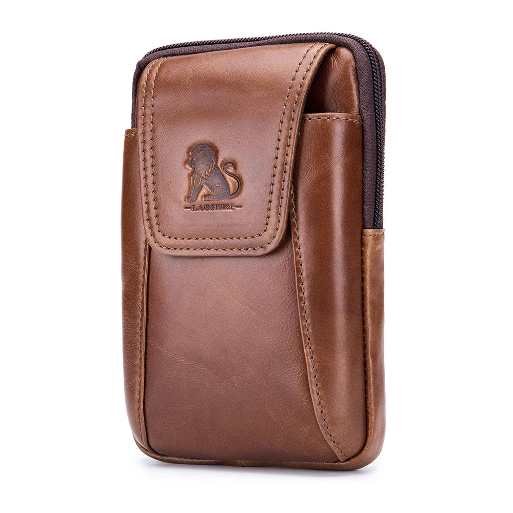 Premium Leather Belt Bag – Lightweight Waist Pack for Mobile Phone, Cards & Keys – Ideal for Hiking, Camping, Climbing & Cycling