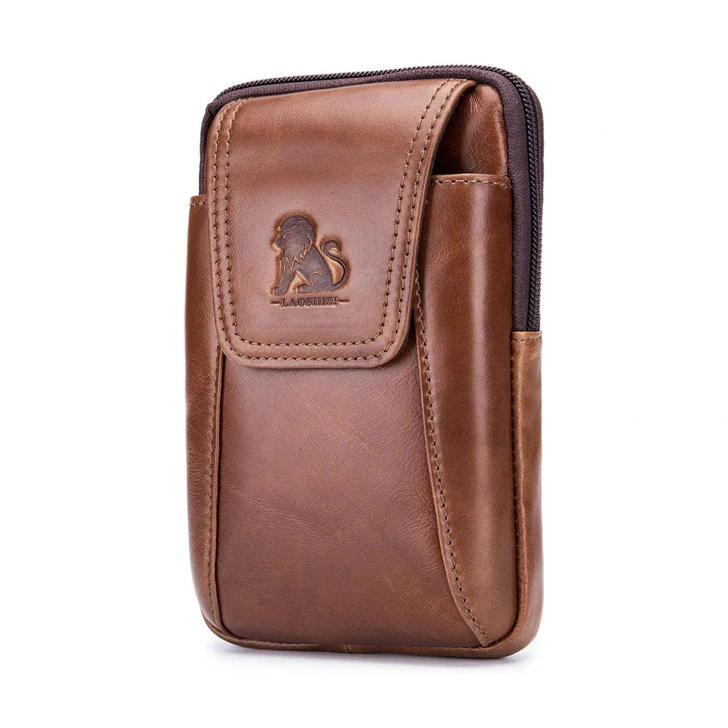 Premium Leather Belt Bag – Lightweight Waist Pack for Mobile Phone, Cards & Keys – Ideal for Hiking, Camping, Climbing & Cycling